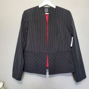 Due Per Due Gangs Of New York Style Black Pin Striped Dress Blazer Size 8 NOS